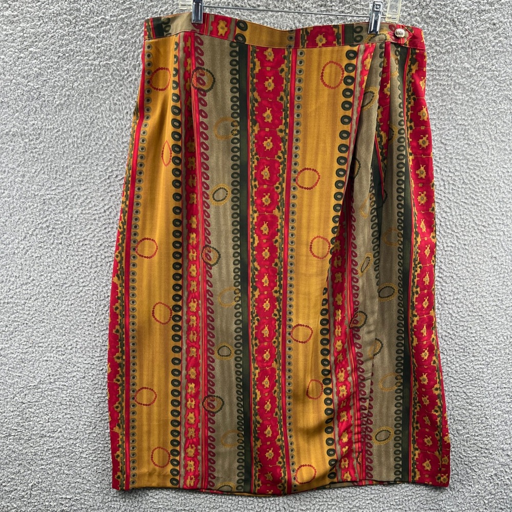 Vintage Womens Southwestern Midi Skirt 24 Aztec Boho Western Made USA Classic